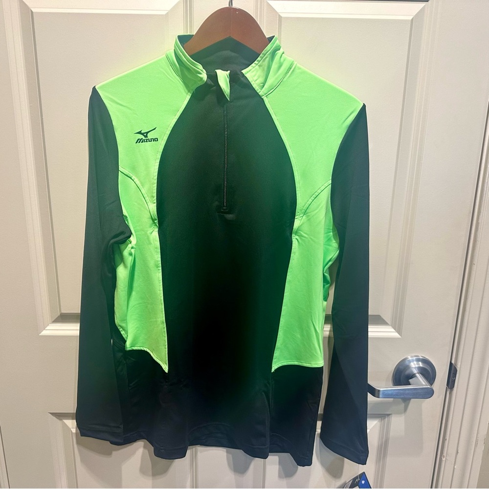 NWT Mizuno Women's Excel 1/2 Zip Volleyball Jacket Green Black Size Large